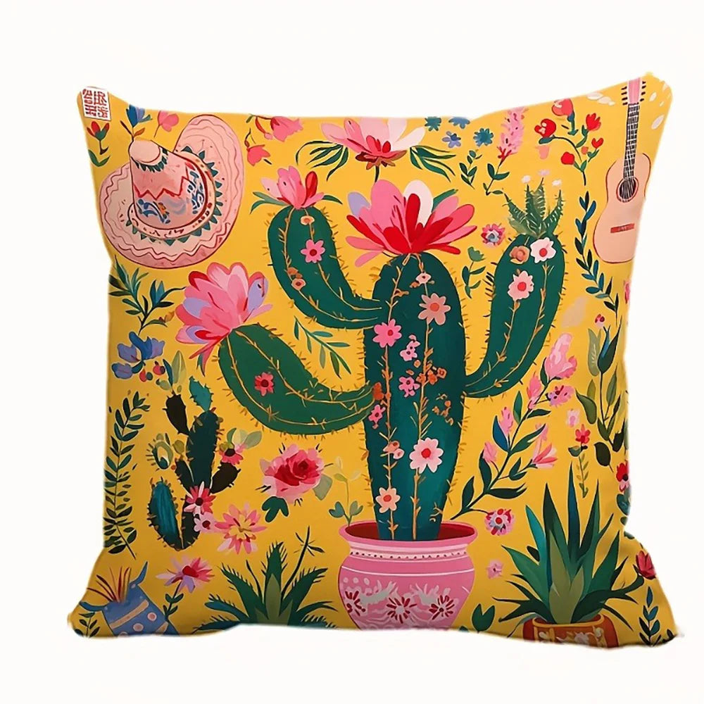 dekorativer Kissenbezug aus Polyester mit Blumen- und Tiermuster, Farbe A2, Grösse 45x45cm