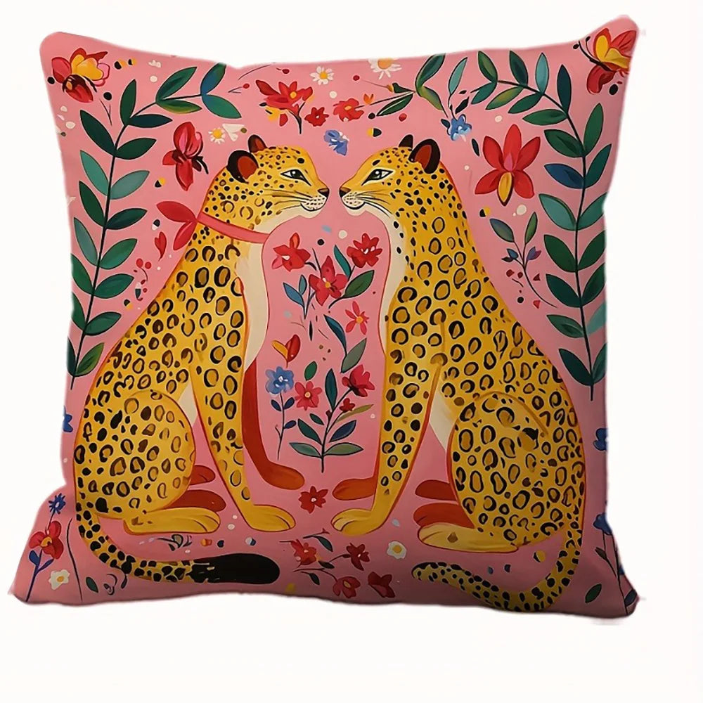 zierkissenbezug aus polyester mit blumen- und tiermuster, farbe: A2, groesse: 45x45cm