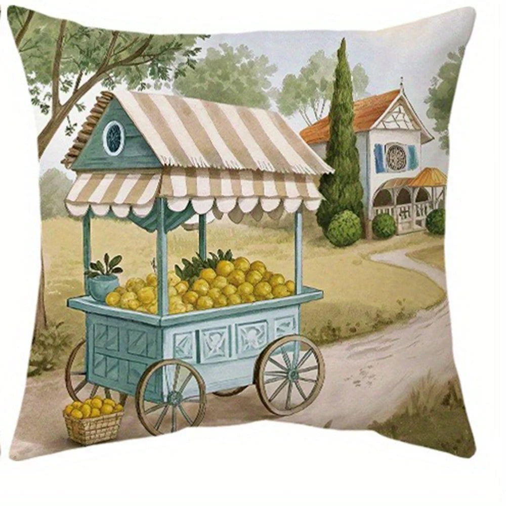 Zitronen Kissenbezug aus Polyester, frischer Look, Grösse 45x45 cm