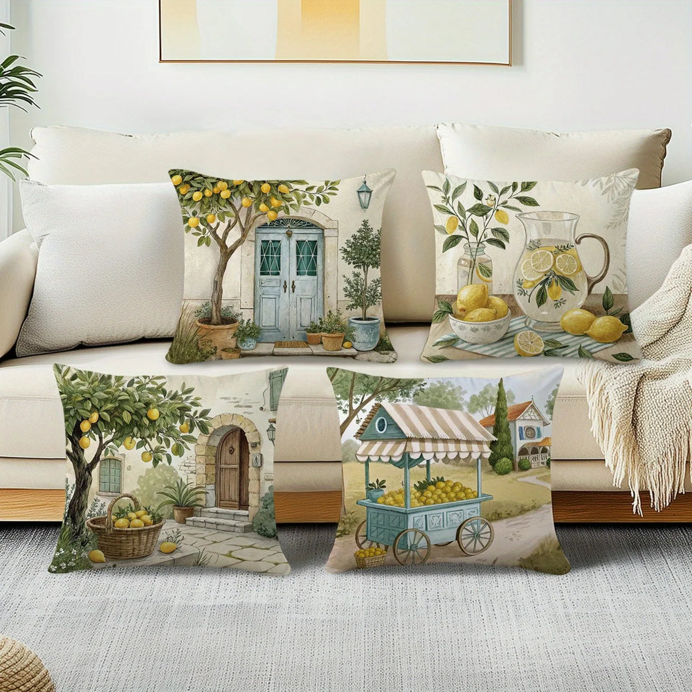 Zitronen Kissenbezug aus Polyester, Farbe: Zitronen, Grösse: 45x45 cm