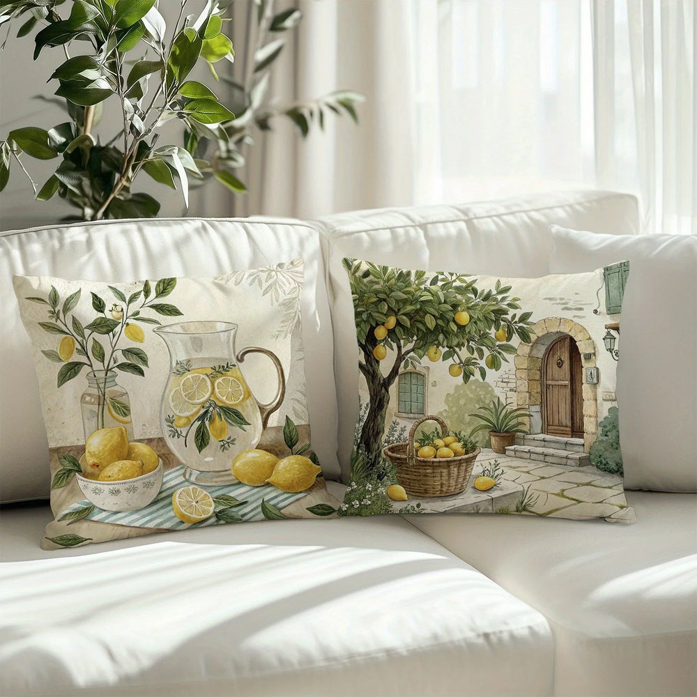 zitronen kissenbezug aus polyester mit einseitigem druck, grösse 45x45 cm